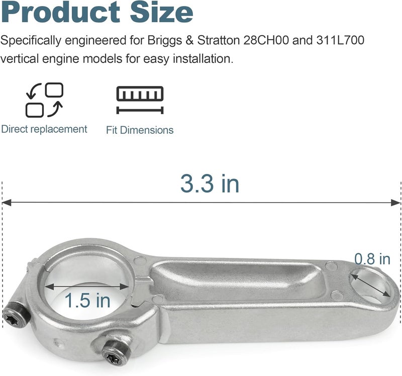 Jetuplusllc Connecting Rod 794571 Compatible with Briggs & Stratton 28CH00 and 311L700 Vertical Engines - Image 4